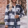 thumbnail image 2 of Penkiiy Veste Sans Capuche Ample à Carreaux Imprimée pour Femme m Bleu, 2 of 9