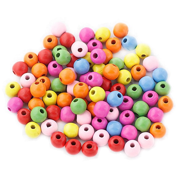 KLKCMS 100 Pcs Perles Rondes en Bois de 12 mm pour Fabrication de Bijoux, Breloques Entretoises Lâches 12 mm 2,5-3 mm
