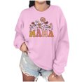 thumbnail image 1 of Culottes pour Femmes Femmes Manches Longues Chandails Maman Col Rond Chandail Ample Léger Blouse Hauts m Rose, 1 of 7