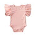 thumbnail image 1 of Newborn Baby Girl Ruffle Short Sleeve Romper Bodysuit Basic Solid Color T-Shirt Tops Summer Clothes Navy Blue 6-12 Months, 1 of 7