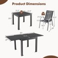thumbnail image 3 of Gymax Ensemble de Salle à Manger d'Extérieur 5 Pcs avec Table en Aluminium Extensible et 4 Chaises Empilables, 3 of 9