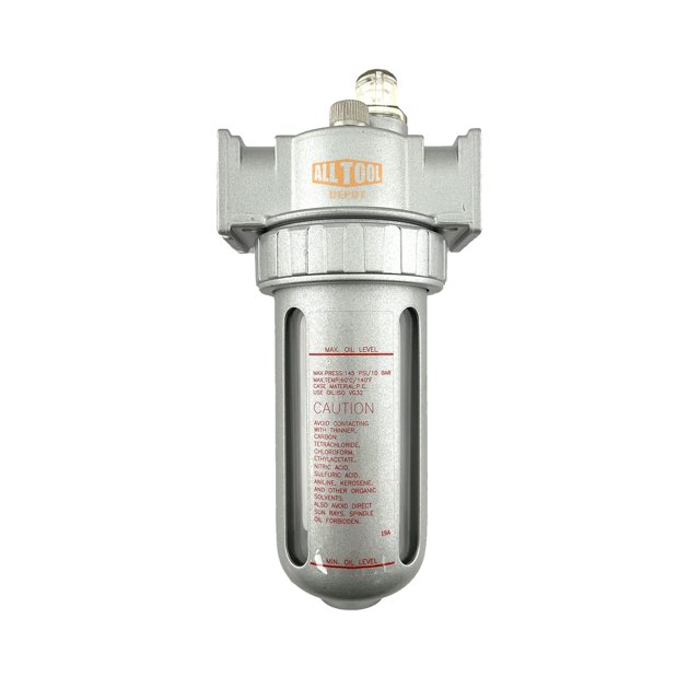 1/2” NPT MID FLOW Lubricator Oiler For Compressed Air Lubricate Pneumatic Air Tools, Poly Bowl With Visible Oil Level, 150 PSI Max