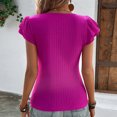 thumbnail image 4 of RKSTN Womens Tops Fashion Short Sleeve Round Neck Pleated Comfortable Blouses Tops Slim Fit Solid Color Versatile Summer Tops, 4 of 4