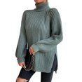 thumbnail image 2 of Innerwin Chandails à Col Roulé pour Femmes Chandail de Travail Manches Longues Ample Tricoté Vert Clair G, 2 of 4