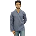 thumbnail image 1 of Atasi Kurta Court à Col Officier pour Homme Gris en Coton Tunique Décontractée - Grand, 1 of 7