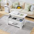thumbnail image 1 of Yaheetech Table Basse Moderne à Plateau Relevable avec Compartiment Caché et Rangement pour Salon, Blanc, 1 of 7