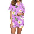 thumbnail image 1 of Jamicy Pyjama Super Doux pour Femmes Mode Décontractée Imprimé Haut à Manches Courtes à Col à Revers avec Short Ample Confortable Ensemble de Pyjama pour la Maison, 1 of 4