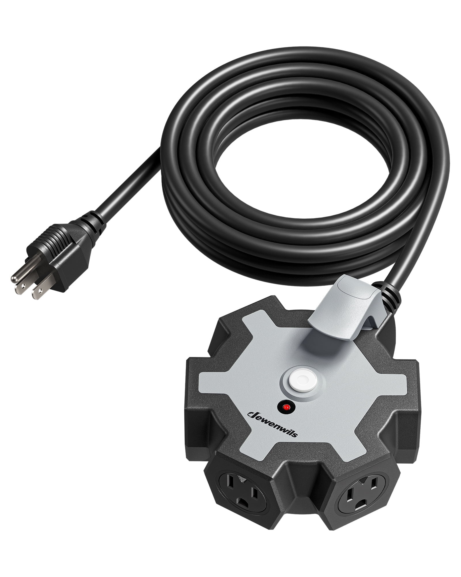 DEWENWILS Heavy Duty 5-Outlet Power Strip, 15FT Extension Cord, outlet extender, Grey
