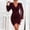 Wine, variant on Pisexur Long Sleeve V-Neck Dress Women Summer Fashion Solid Long Sleeve V-Neck Tight Party Club Dress Women Dress