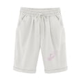 thumbnail image 1 of Timegard Plus Size Shorts for Women Cotton Linen Elastic Waist Drawstring Ruched Casual Loose Shorts, 1 of 5