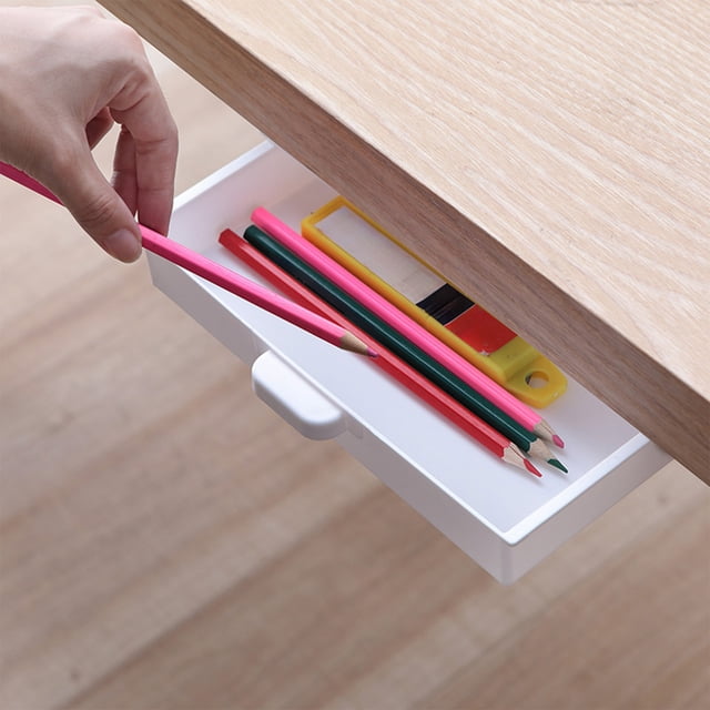 TIMIFIS Under Desk Stationery Drawer Under Desk Drawer Self Adhesive Under Desk Organizer Office Under Desk Drawer Organizer Home Stationery Organizer New Home Essentials