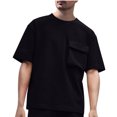 thumbnail image 1 of Gspmoly Chemise pour Hommes, Mode Décontractée Couleur Unie Manches Courtes Col Rond Chemises Hauts d'Été Offres de Vacances, 1 of 5