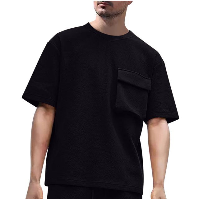 Gspmoly Chemise pour Hommes, Mode Décontractée Couleur Unie Manches Courtes Col Rond Chemises Hauts d'Été Offres de Vacances