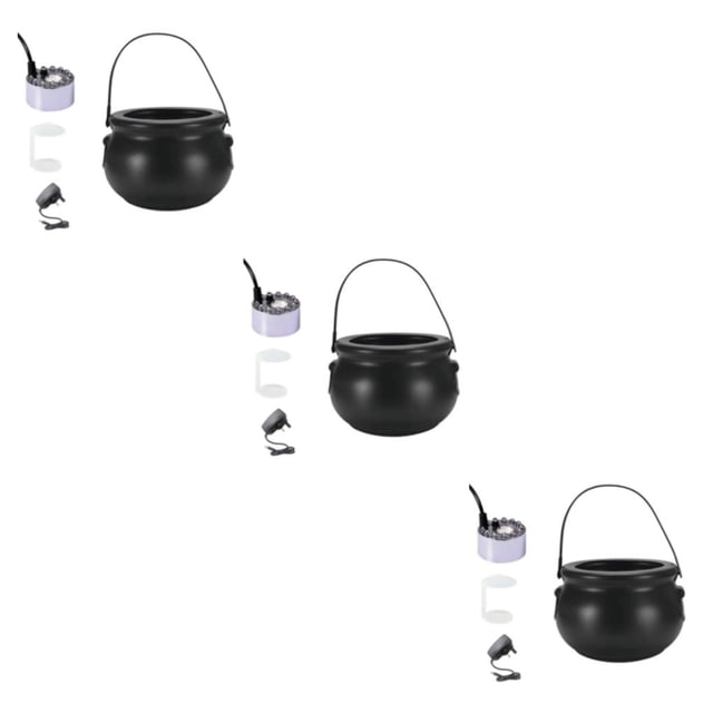 yingyy Halloween Witch Cauldrons Fog Maker Spooky Mist Effect Festive Decorations Safe To Wide Application silver UK Plug 3Set