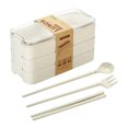 thumbnail image 2 of EGNMCR Lunch Box, Bento Boxes W Heat Straw Three-layer Lunch Box For Office Workers Can Be Microwave Heated Layered Lunch Box Student Compartment Lunch Box Lunch boxs, 2 of 5