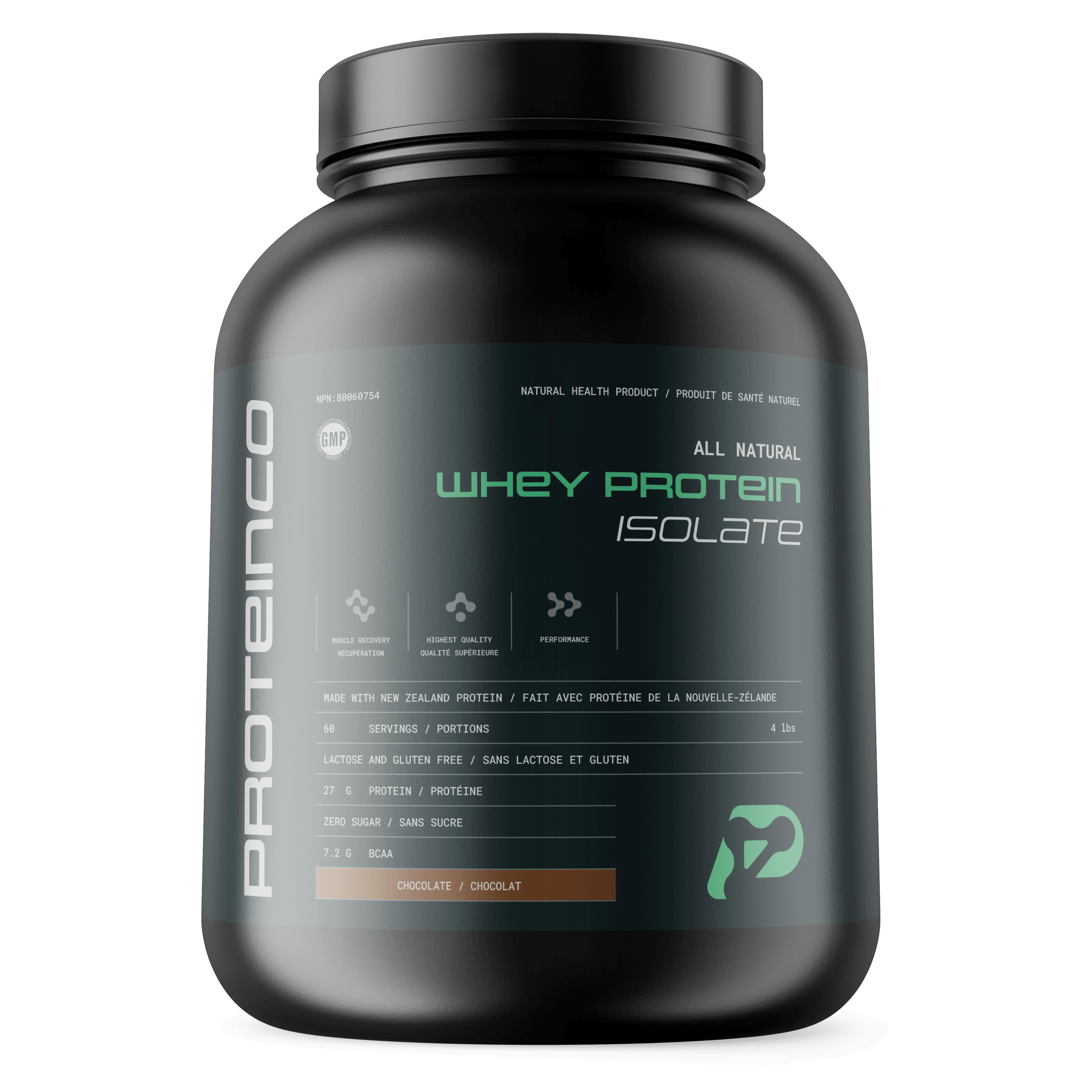 ProteinCo | All Natural New Zealand Whey Protein Isolate | Stevia | Grass Fed | 4 Lbs | (Chocolate)