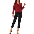 thumbnail image 2 of INSPIRE CHIC Blazer de Tailleur Extensible pour Femme à Col à Revers pour le Travail au Bureau Petit Bourgogne, 2 of 5