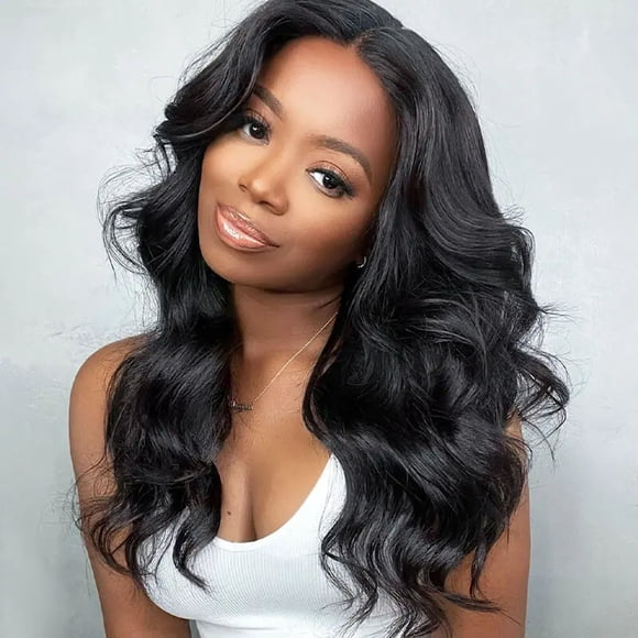 Dreparja Front Lace Wave Wigs Human Hair Pre Plucked Glueless HD Lace Frontal Wigs Human Hair Brazilian Hair Wigs for Women Black Wig