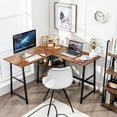 thumbnail image 3 of Gymax L Shaped Corner Computer Desk Study Table w/Storage Shelves Rustic Brown, 3 of 10