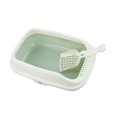 thumbnail image 4 of Cat Litter Box Open Top Kitty Litter Box Tray Semi Enclosed Cat Sand Basin with green L, 4 of 9