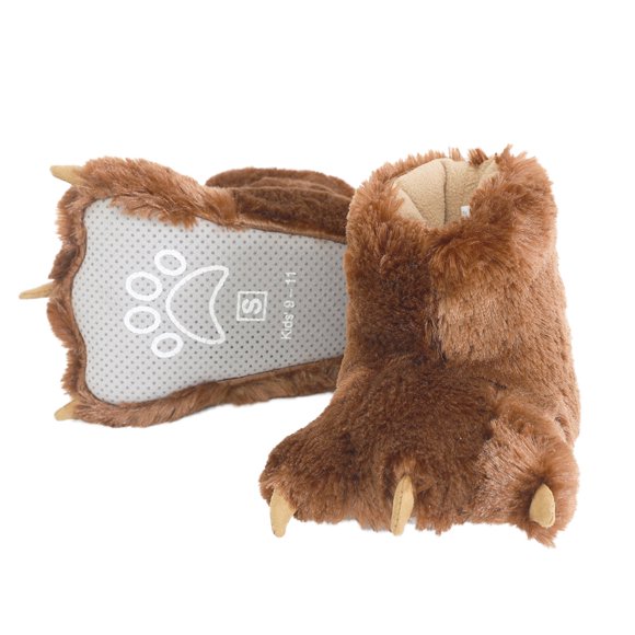 Millffy Pantoufles Amusantes en Forme de Patte d'Ours pour Adultes, Pantoufles Monstre Dino pour Tout-Petits Garçons, Pantoufles Dinosaure pour Enfants et Adultes (Ours Brun, Très Petit -(Tout-Petits))