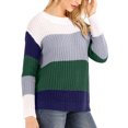 thumbnail image 5 of Tenues d'Automne pour Femmes Mode pour Femmes Manches Col Rond Agencement de Couleurs Hauts Amples Blouse Chandail Tricoté Chandails pour Femmes Automne P-207 Vert P, 5 of 5