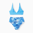 thumbnail image 4 of PatPat Family Matching Tropical Leaf Print Blue Swim Trunks or 2 Pieces Bikini Swimsuit, 4 of 8