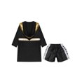 thumbnail image 4 of RUNQHUI Kids Boys Boxing Outfits Metallic Satin Hooded Robe Cloak and Shorts Set Boxer Party Fancy Dress B1 10, 4 of 5