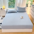thumbnail image 1 of Cagogo Fitted Sheet, Lightweight Breathable Polyester Fabric, Deep Pocket Elastic Bed Sheet, Soft Washable Wrinkle Resistant Fitted Mattress Cover for Bed and Sofa, Solid Color Checkered Pattern, 1 of 6