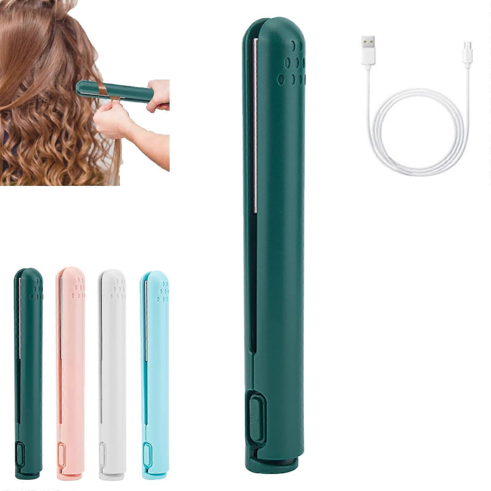 Mini -double curling iron for short hair wireless, 2 of them 1 mini curling wand and flat iron hair straightener