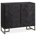 thumbnail image 1 of Bouclair Black Two-Door Chevron Veneer and Metal Buffet, 1 of 7