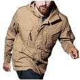 thumbnail image 3 of Pisexur Veste Coupe-Vent pour Homme Mode Décontractée Couleur Unie Coupe-Vent Chaude Veste à Manches Longues à Capuche Manteau Décontracté de Randonnée pour Homme Imperméable Veste pour Homme, 3 of 4