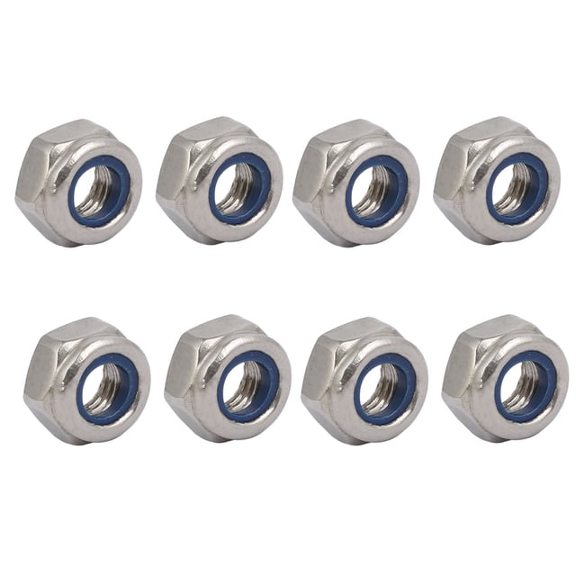 Unique Bargains 8 Pcs Écrous de Verrouillage à Gauche en Acier Inoxydable 304 Filetage Métrique M6 x 1mm