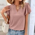 thumbnail image 3 of Birdeem Womens Spring and Summer Gold Lace Stitching V-Neck Solid Color Bottom T-Shirt Hollow Top, 3 of 8