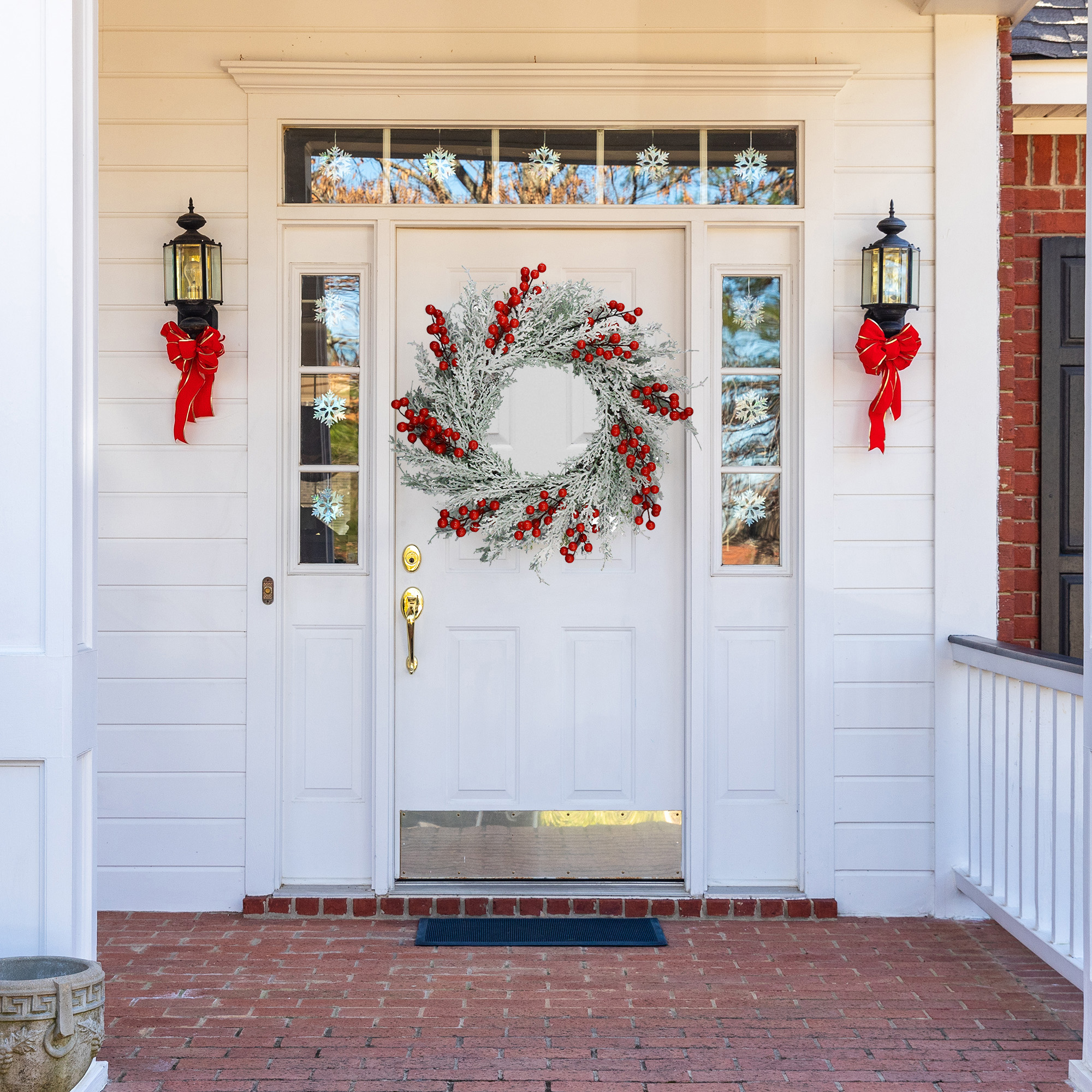 Holiday Time 20IN Frosted Pine With Red Berries Wreath