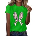 thumbnail image 3 of Plebaso T-Shirts Graphiques de Pâques pour Femmes à Manches Courtes, T-Shirts Imprimés pour Femmes, Décontractés, Amples, d'Extérieur, Hauts Basiques, 3 of 4