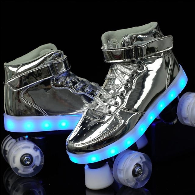 New Led Rechargeable Colorful Light up Rollerskates 4 Wheel Roller Skates