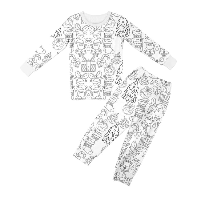 MIASHUI Kid DIY Hand Painted Homewear Set Boy Girl Pajama Sets Cute Funny Cartoon,White,3-4 Years