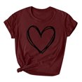 thumbnail image 2 of Styesk T-Shirts pour Femmes Confortables Doux Col Rond T-Shirts Chandail Mode Léger Manches Courtes T-shirt Saint-Valentin Graphique Décontracté Grande Taille Hauts Imprimé Cœur Hauts de Sortie, 2 of 3