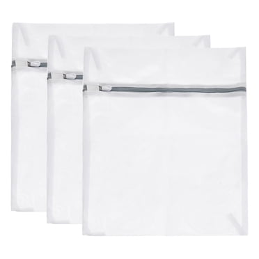 Unique Bargains 3Pack 23.6'x23.6' Mesh Laundry Bags with Zipper Mesh Wash Bags for Laundry Gray
