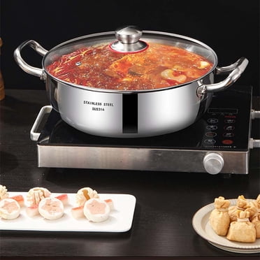 EGNMCR Stainless Steel Glass Lid Soup Pot Stainless Steel Hot Pot Pot Household Extra Thick Soup Pot a Stockpot