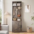 thumbnail image 1 of Bingirl 77" Coat Rack Freestanding, Entryway Hall Tree with Shoe Storage, 5 Hooks, 2 Open Cubbies & Shoe Cabinet, Space Saving Entryway Furniture, 1 of 8