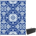 thumbnail image 1 of Outsunny Waterproof Outdoor Rug with Carry Bag 9' x 12' Blue & White Flower, 1 of 10