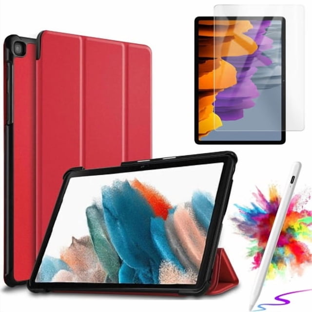 Folio Case With Screen protector & Stylus Pen for Samsung Galaxy Tab S10 Lite/ S10 FE/ S9 FE 5G 10.9 Inch/Tab S9 11 Inch Case Tempered Glass Multi-Angle Protective Cover - Red1