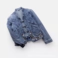 thumbnail image 3 of 2025 Veste en Jean pour Femmes Printemps Chandail à Col Roulé pour Femmes Vestes à Capuche Manches Longues Décontracté Automne Brodé Courte Vestes en Denim de Sarrau pour Femme Vestes Basique, 3 of 8