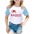 thumbnail image 1 of WEIYLL T-Shirts Filles Imprimé Lettres Manches Courtes Raglan Été Doux Décontracté Hauts Enfant pour 6-7 Ans, 1 of 3