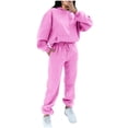 thumbnail image 2 of Ensemble de Deux Pièces pour Femmes 2023 Mode Poche Col Rond Décontracté Manches Longues Chandail en Molleton + Pantalon Ensemble de Sport pour Femmes en Solde, 2 of 8