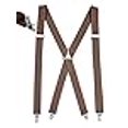 thumbnail image 3 of Mens Elastic X Back No Slip "Pin Clip" Straight Clip Suspenders - Tan (Regular, 46" Long), 3 of 4