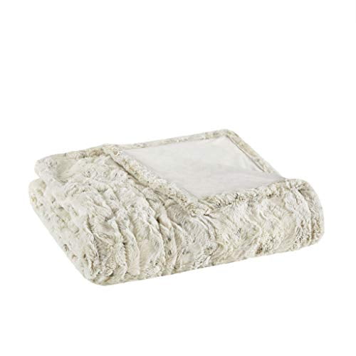 Beautyrest Zuri Oversized Faux Fur Heated Throw with Auto Shutoff, 50X70 Inches Snow Leopard