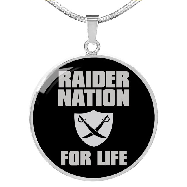 Raider For Life Circle Necklace Stainless Steel or 18k Gold 18-22"